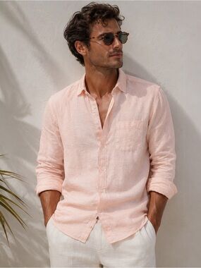 Murano Pink Linen Button Down Shirt | Coastal Resort Y2K Relaxed Fit